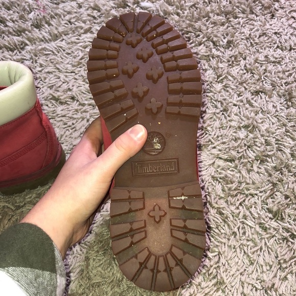 TIMBERLAND PREMIUM 6-INCH WATERPROOF BOOTS red/white genuine leather size 8M​​ - Picture 10 of 11